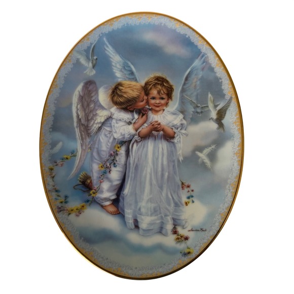 Sandra Kuck Other - Sandra Kuck Angel Kisses Plate 1st Issue On Angels Wings Bradford Exchange 15435